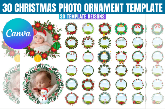 30 Christmas Photo Ornament Template for Canva