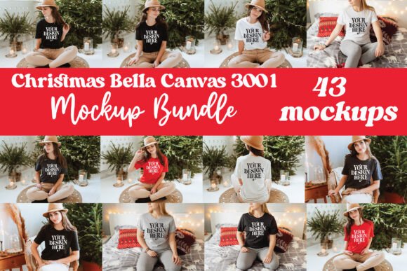 Christmas Bella Canvas 3001 Mockups: Product Mockups