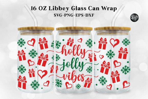 Christmas Can Wrap 16oz Libbey Glass SVG for Crafts