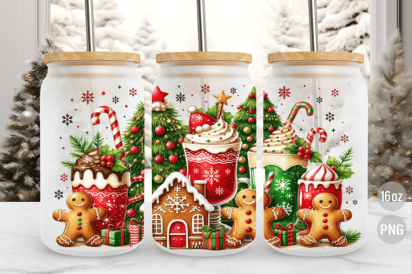 Christmas Gingerbread 16 Oz Glass Wrap for Crafts