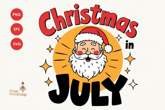Christmas in July Santa SVG PNG for T-Shirt Designs