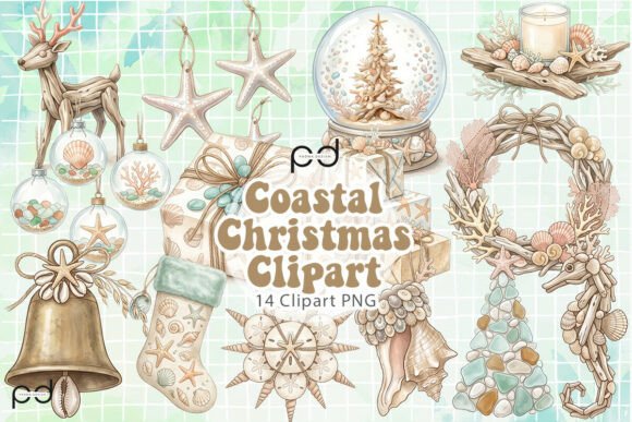 Coastal Christmas Clipart Graphics & Illustrations