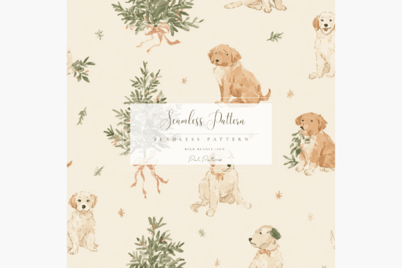 Cute Puppy Christmas Seamless Pattern PNG Review