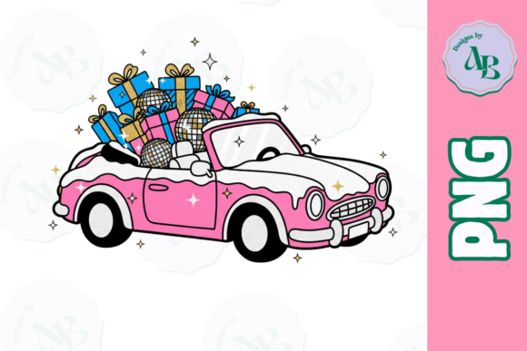 Disco Christmas Car PNG for Crafts