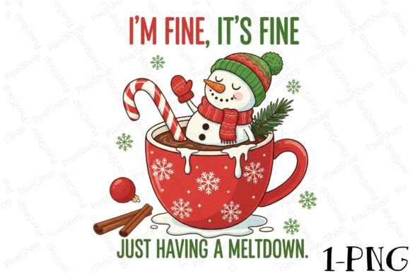 Funny Snowman Meltdown Christmas PNG for T-Shirt Designs