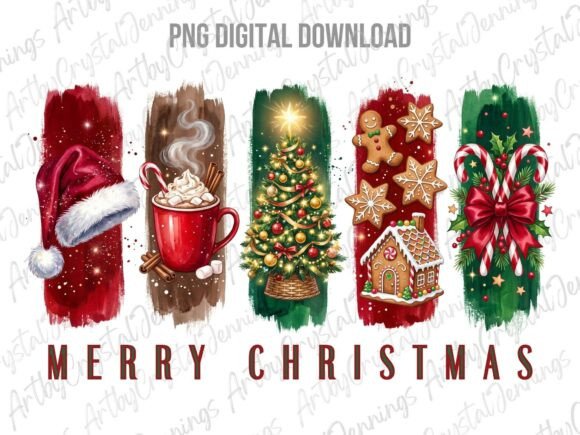 Merry Christmas Brushstroke PNG: Festive Illustrations