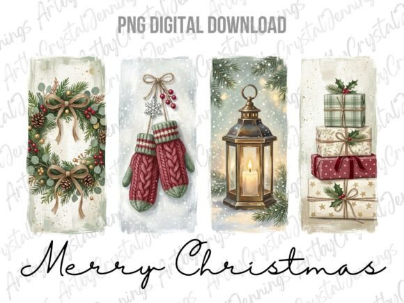 Merry Christmas Holiday Brushstroke PNG: Illustrations