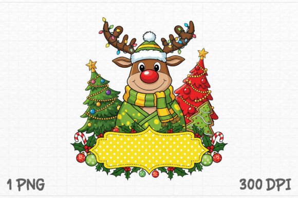 Personalized Christmas Boy Reindeer Png for T-Shirt Designs