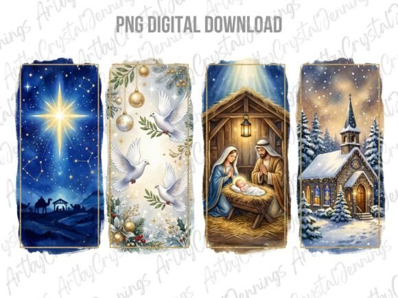 Religious Christmas Nativity Brushstroke Illustrations Review
