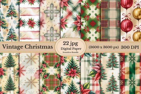 Review: Vintage Christmas Digital Paper Bundle for Embroidery