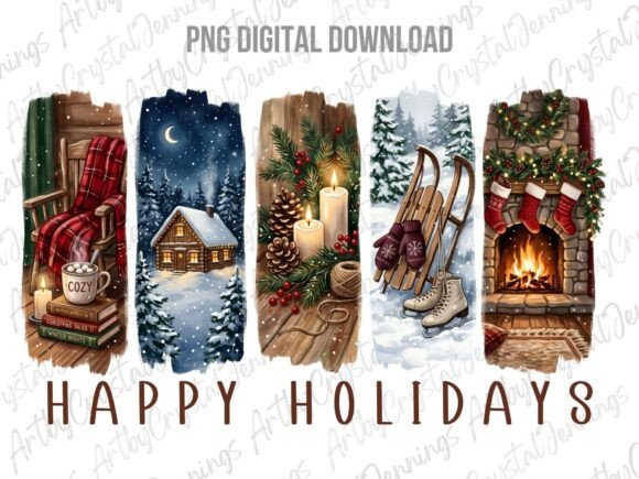 Reviewing Happy Holidays Christmas Brushstroke PNG Illustrations