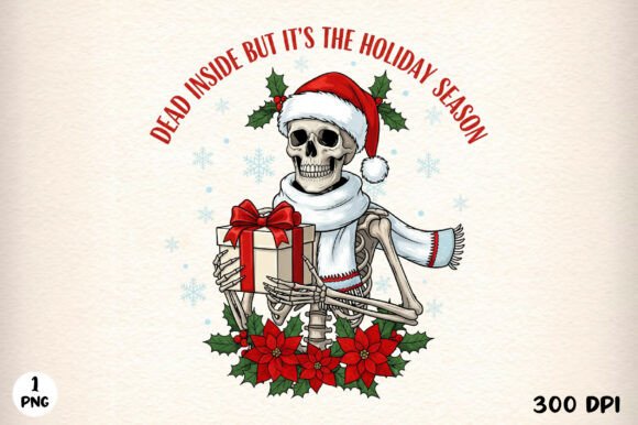 Skeleton Christmas PNG for T-Shirt Designs