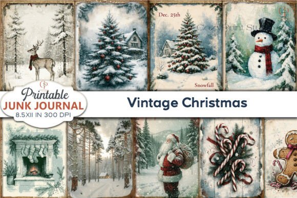 Vintage Christmas Snowman Santa Pages Backgrounds
